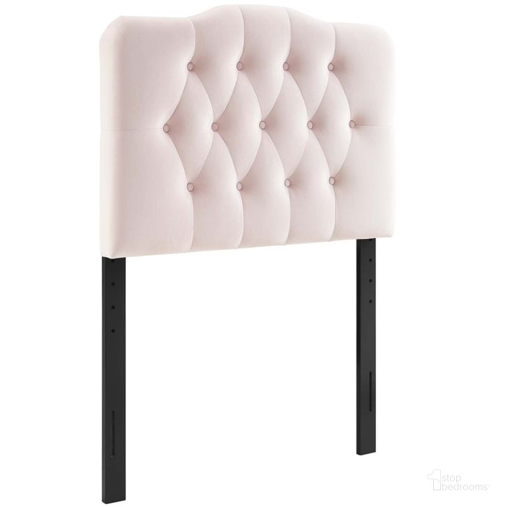 The appearance of Annabel Pink Twin Diamond Tufted Performance Velvet Headboard designed by Modway in the modern / contemporary interior design. This pink piece of furniture  was selected by 1StopBedrooms from Annabel Collection to add a touch of cosiness and style into your home. Sku: MOD-6126-PNK. Product Type: Headboard. Bed Size: Twin. Material: Plywood. Image1