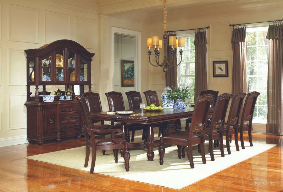The appearance of Antoinette 7PC Dining Room Set In Brown designed by Steve Silver in the  interior design. This brown piece of furniture  was selected by 1StopBedrooms from Antoinette Collection to add a touch of cosiness and style into your home. Sku: AY200T;AY600A;AY600S;AY600S. Product Type: Dining Room Set. Material: MDF. Image1