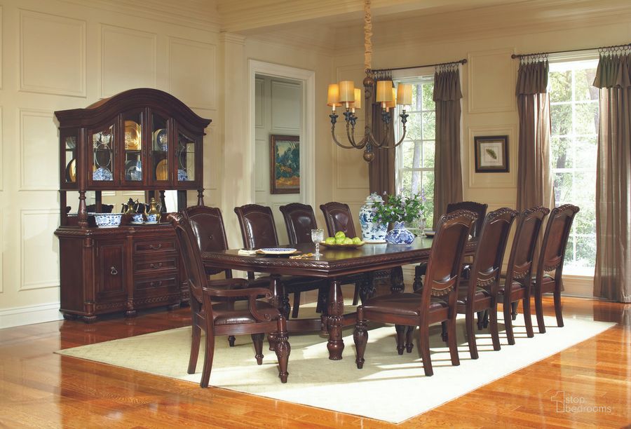 The appearance of Antoinette 9PC Dining Room Set In Brown designed by Steve Silver in the  interior design. This brown piece of furniture  was selected by 1StopBedrooms from Antoinette Collection to add a touch of cosiness and style into your home. Sku: AY200T;AY600A;AY600S;AY600S;AY600S. Product Type: Dining Room Set. Material: MDF. Image1