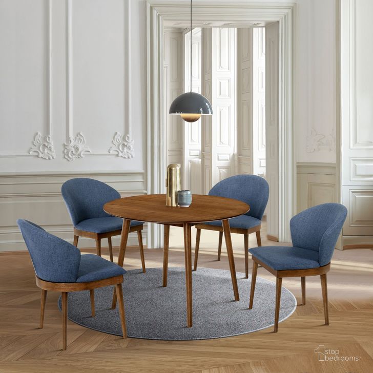 The appearance of Arcadia Walnut 42 Inch Round Dining Room Set designed by Armen Living in the modern / contemporary interior design. This brown piece of furniture  was selected by 1StopBedrooms from Arcadia Collection to add a touch of cosiness and style into your home. Sku: LCARDIWA42;LCJNSIBLCH. Product Type: Dining Room Set. Material: Rubberwood. Image1
