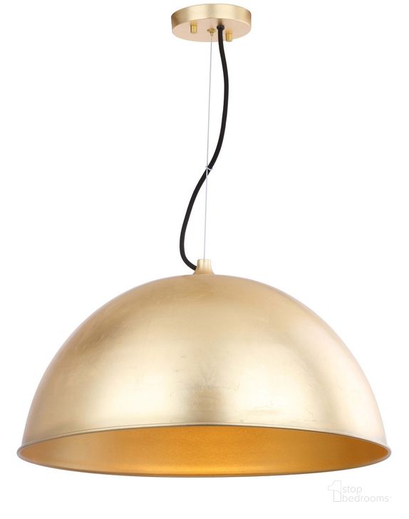 The appearance of Archer Gold Leaf Dome 21 Inch Diameter Adjustable Pendant designed by Safavieh in the modern / contemporary interior design. This gold piece of furniture  was selected by 1StopBedrooms from Safavieh PND Collection to add a touch of cosiness and style into your home. Sku: PND4005A. Product Type: Pendant Lighting. Image1