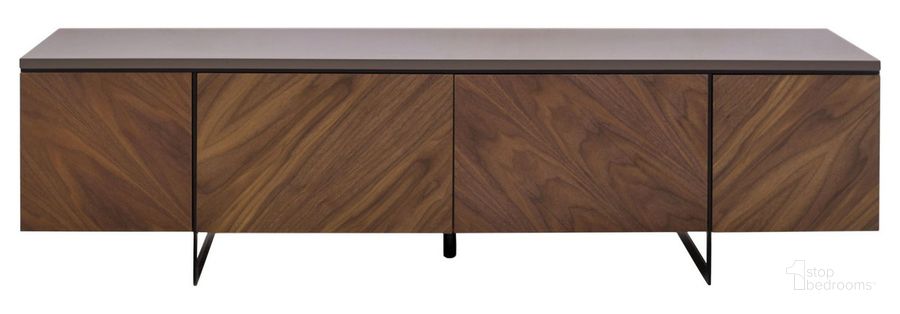 The appearance of Archie Chevron Tv Stand In Walnut designed by Safavieh Couture in the modern / contemporary interior design. This walnut piece of furniture  was selected by 1StopBedrooms from Archie Collection to add a touch of cosiness and style into your home. Sku: SFV8716A. Material: Wood. Product Type: TV Stands and TV Console. Image1