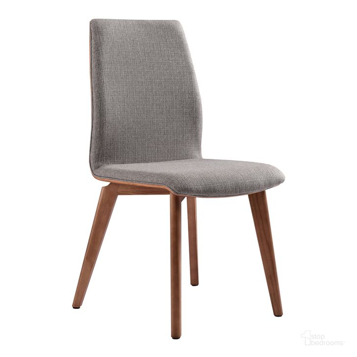 The appearance of Archie Mid-Century Dining Chair Set of 2 In Walnut Finish and Gray Fabric designed by Armen Living in the transitional interior design. This gray piece of furniture  was selected by 1StopBedrooms from Archie Collection to add a touch of cosiness and style into your home. Sku: LCACSIGR. Material: Fabric. Product Type: Dining Chair. Image1