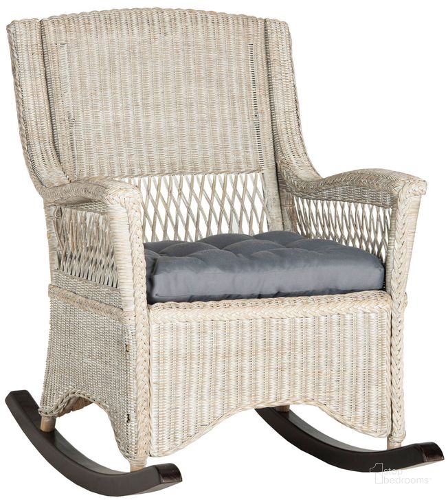 The appearance of Aria Antique Grey Rocking Chair designed by Safavieh in the modern / contemporary interior design. This antique grey piece of furniture  was selected by 1StopBedrooms from Aria Collection to add a touch of cosiness and style into your home. Sku: SEA8036A. Product Type: Living Room Chair. Material: Rattan. Image1