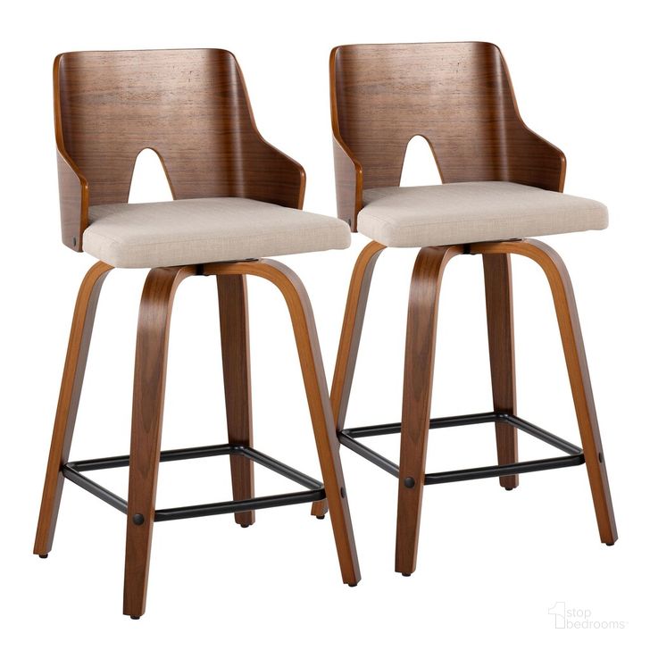 The appearance of Ariana 24 Inch Fixed Height Counter Stool Set of 2 In Beige designed by Lumisource in the transitional interior design. This beige piece of furniture  was selected by 1StopBedrooms from Ariana Collection to add a touch of cosiness and style into your home. Sku: B24-ARIA-GRTZX2 WLWLBG2. Material: Wood. Product Type: Barstool. Image1