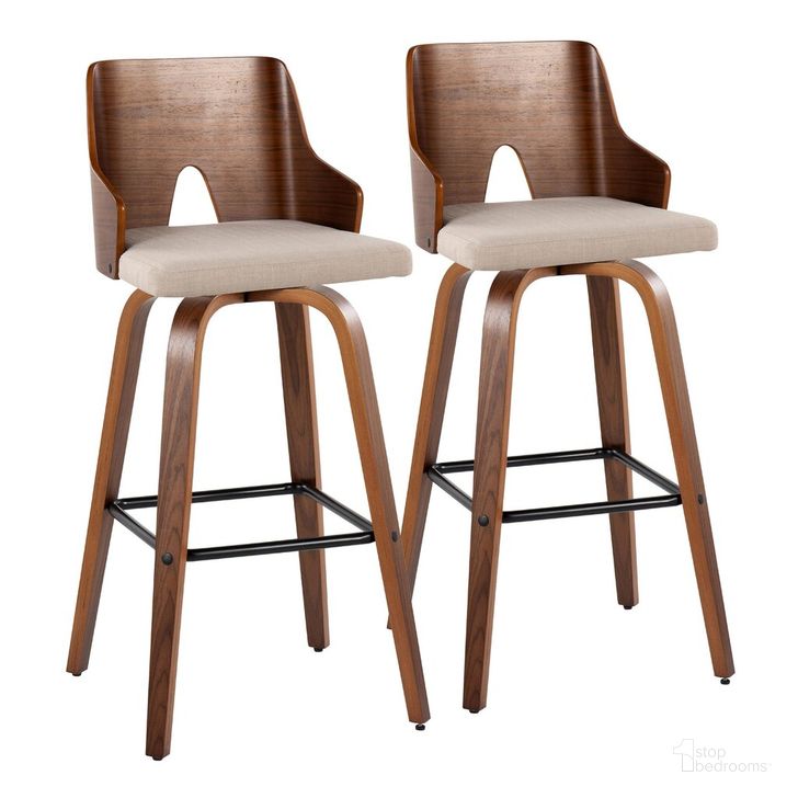 The appearance of Ariana 30 Inch Fixed Height Barstool Set of 2 In Beige designed by Lumisource in the transitional interior design. This beige piece of furniture  was selected by 1StopBedrooms from Ariana Collection to add a touch of cosiness and style into your home. Sku: B30-ARIA-GRTZX2 WLWLBG2. Material: Wood. Product Type: Barstool. Image1