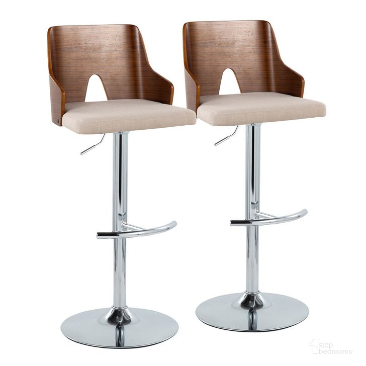 The appearance of Ariana Adjustable Barstool Set of 2 In Chrome designed by Lumisource in the transitional interior design. This chrome piece of furniture  was selected by 1StopBedrooms from Ariana Collection to add a touch of cosiness and style into your home. Sku: BS-ARIA RNT2 CHRWLBG2. Material: Wood. Product Type: Barstool. Image1
