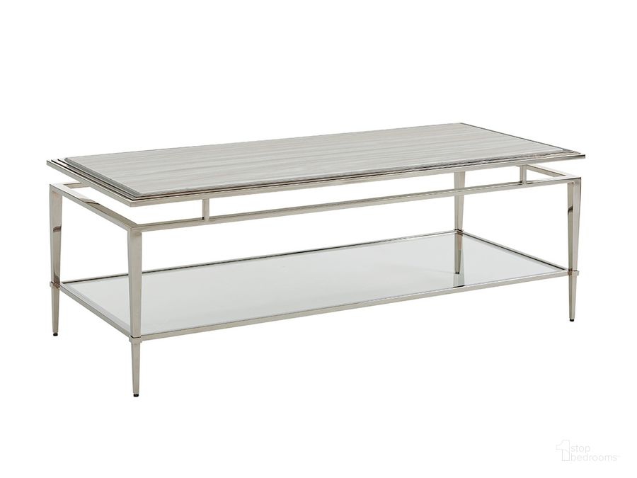 The appearance of Ariana Athene Rectangular Cocktail Table designed by Lexington in the modern / contemporary interior design. This silver piece of furniture  was selected by 1StopBedrooms from Ariana Collection to add a touch of cosiness and style into your home. Sku: 01-0732-945C. Material: Marble. Product Type: Cocktail Table. Image1