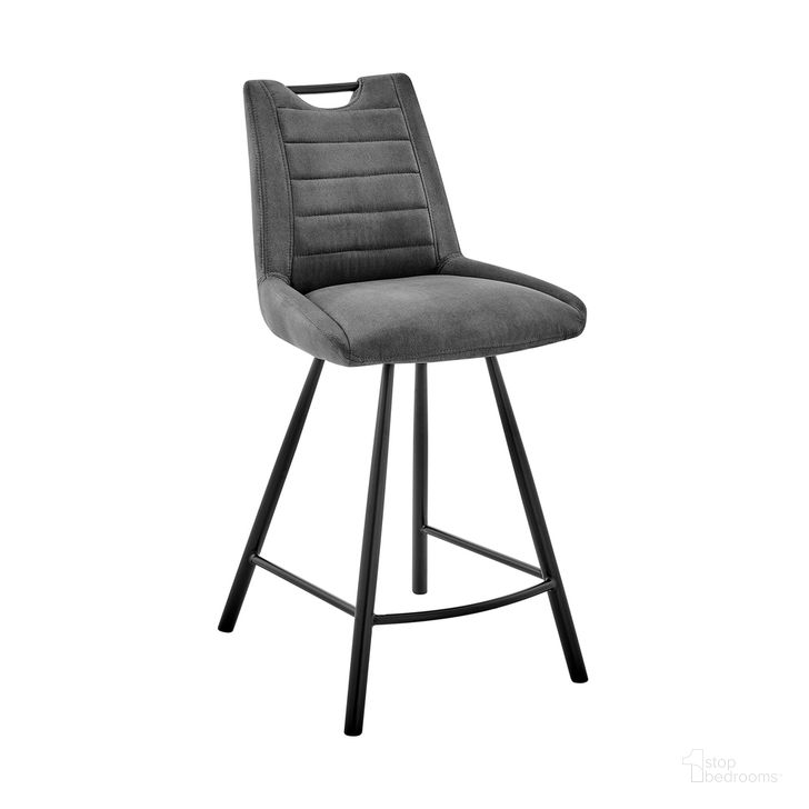 The appearance of Arizona 26 Inch Counter Height Bar Stool In Charcoal Fabric and Black Finish designed by Armen Living in the modern / contemporary interior design. This charcoal piece of furniture  was selected by 1StopBedrooms from Arizona Collection to add a touch of cosiness and style into your home. Sku: LCAZBACH26. Material: Fabric. Product Type: Barstool. Image1