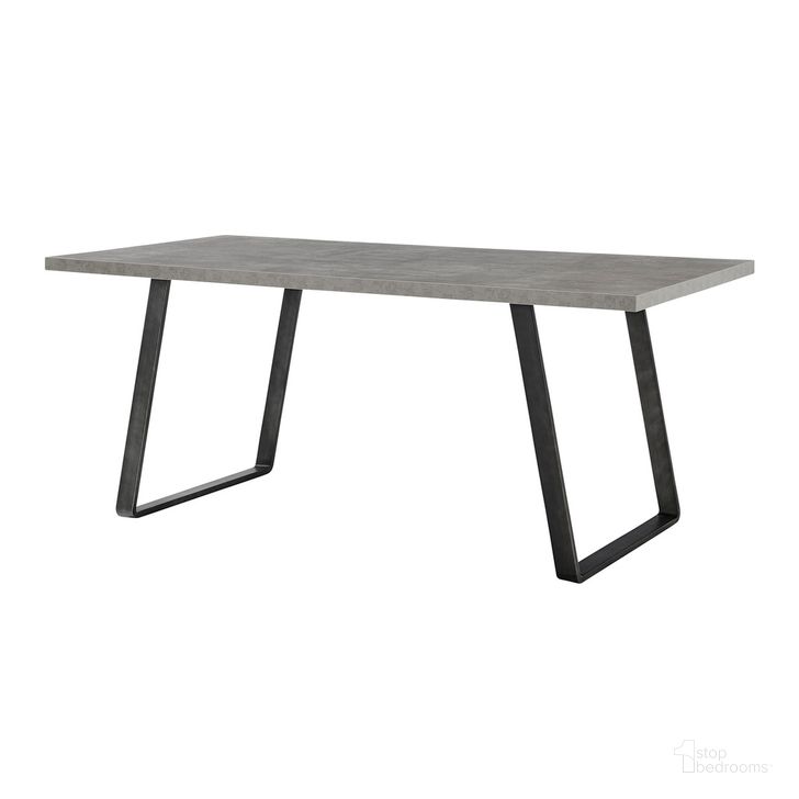 The appearance of Coronado Contemporary Dining Table In Gray Powder Coated Finish with Cement Gray Top designed by Armen Living in the modern / contemporary interior design. This gray piece of furniture  was selected by 1StopBedrooms from Coronado Collection to add a touch of cosiness and style into your home. Sku: LCCDDIBETO;LCCDDIBGLG. Table Base Style: Double Pedestal. Material: Wood. Product Type: Dining Table. Table Top Shape: Rectangular. Size: 71". Image1