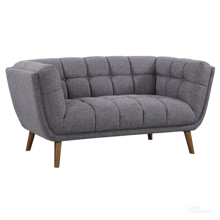 The appearance of Phantom Mid-Century Modern Loveseat In Dark Gray Linen and Walnut Legs designed by Armen Living in the transitional interior design. This dark gray piece of furniture  was selected by 1StopBedrooms from Phantom Collection to add a touch of cosiness and style into your home. Sku: LCPH2DG. Material: Wood. Product Type: Loveseat. Image1