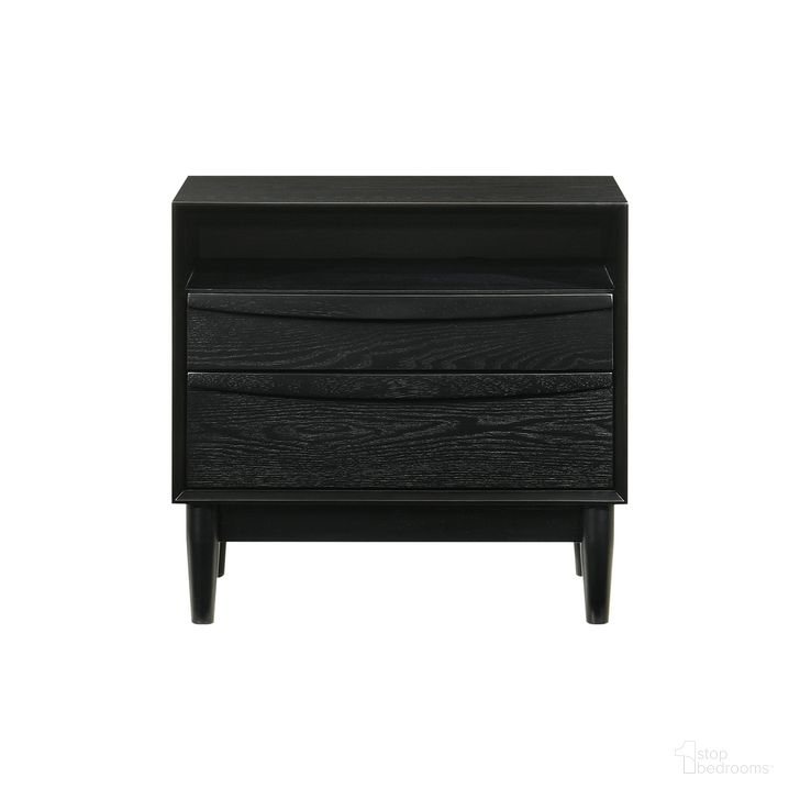 The appearance of Artemio 2 Drawer Wood Nightstand with Shelf In Black designed by Armen Living in the transitional interior design. This black piece of furniture  was selected by 1StopBedrooms from Artemio Collection to add a touch of cosiness and style into your home. Sku: LCARLABLK. Material: Wood. Product Type: Nightstand. Image1