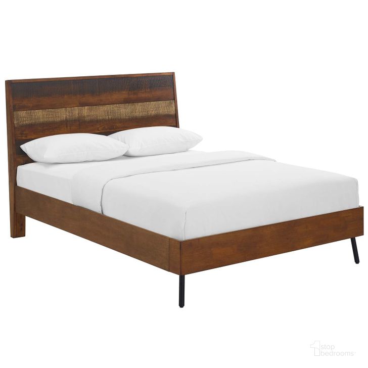 The appearance of Arwen Walnut Queen Rustic Wood Bed designed by Modway in the modern / contemporary interior design. This walnut piece of furniture  was selected by 1StopBedrooms from Arwen Collection to add a touch of cosiness and style into your home. Sku: MOD-5831-WAL. Bed Type: Platform Bed. Material: Wood. Product Type: Platform Bed. Bed Size: Queen. Image1