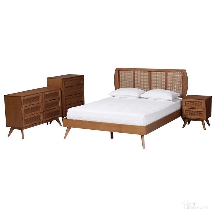 The appearance of Asami Wood and Woven Rattan 4 Piece Full Bedroom Set In Walnut Brown designed by Baxton Studio in the transitional interior design. This walnut brown piece of furniture  was selected by 1StopBedrooms from Asami Collection to add a touch of cosiness and style into your home. Sku: Asami-Ash Walnut Rattan-Full 4PC Bedroom Set. Product Type: Bedroom Set. Material: Rubberwood. Image1