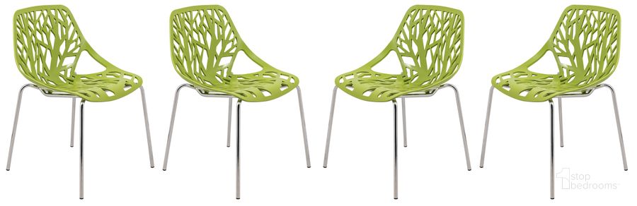The appearance of Asbury Dining Chair Set of 4 In Green designed by LeisureMod in the modern / contemporary interior design. This green piece of furniture  was selected by 1StopBedrooms from Asbury Collection to add a touch of cosiness and style into your home. Sku: AC16G4. Material: Polypropylene. Product Type: Dining Chair. Image1