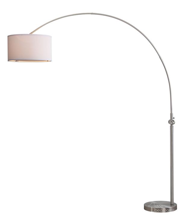 The appearance of Ascella Nickle 86 Inch Arc Floor Lamp with White Shade designed by Safavieh in the traditional interior design. This nickel piece of furniture  was selected by 1StopBedrooms from Safavieh LIT Collection to add a touch of cosiness and style into your home. Sku: LIT4351A. Product Type: Floor Lamp. Image1