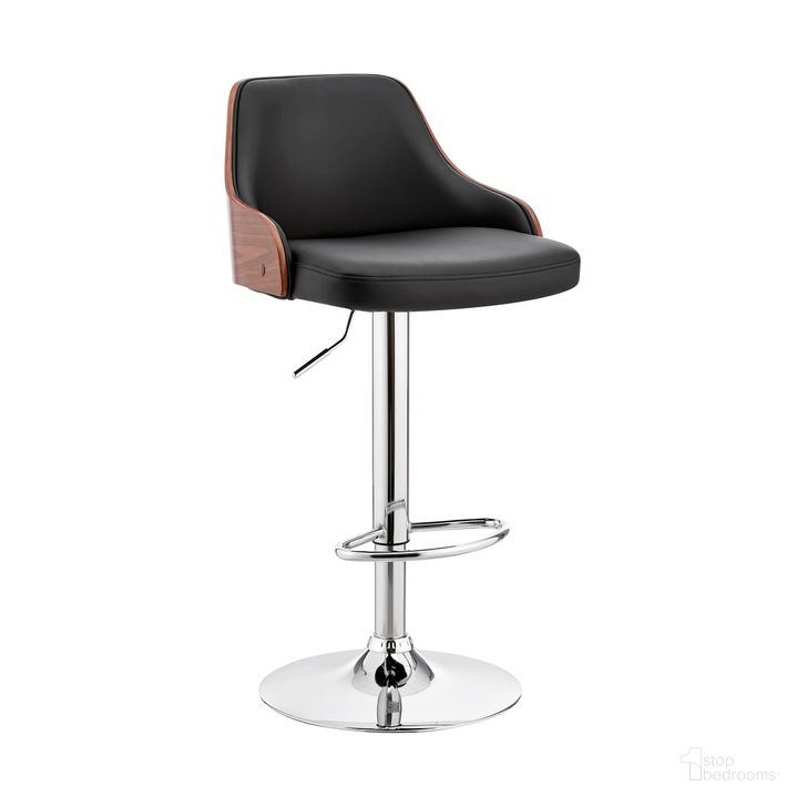 The appearance of Asher Adjustable Black Faux Leather and Chrome Finish Bar Stool designed by Armen Living in the transitional interior design. This black piece of furniture  was selected by 1StopBedrooms from Asher Collection to add a touch of cosiness and style into your home. Sku: LCARBAWABL. Product Type: Barstool. Material: Iron. Image1