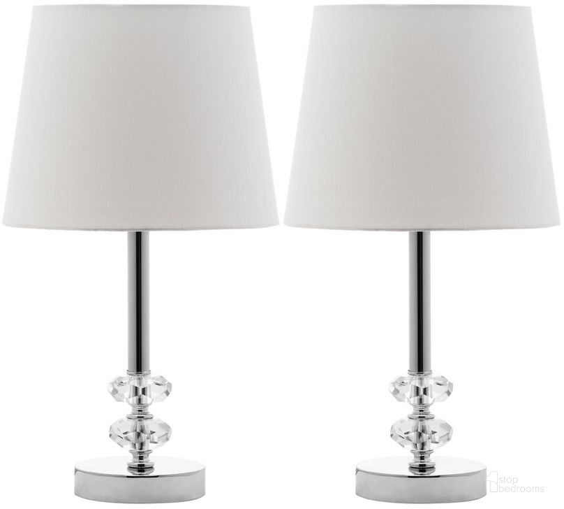 The appearance of Ashford Crystal Clear 16 Inch Orb Table Lamp with White Shade Set of 2 designed by Safavieh in the modern / contemporary interior design. This clear piece of furniture  was selected by 1StopBedrooms from Ashford Collection to add a touch of cosiness and style into your home. Sku: LIT4131C-SET2. Material: Chrome. Product Type: Table Lamp. Image1