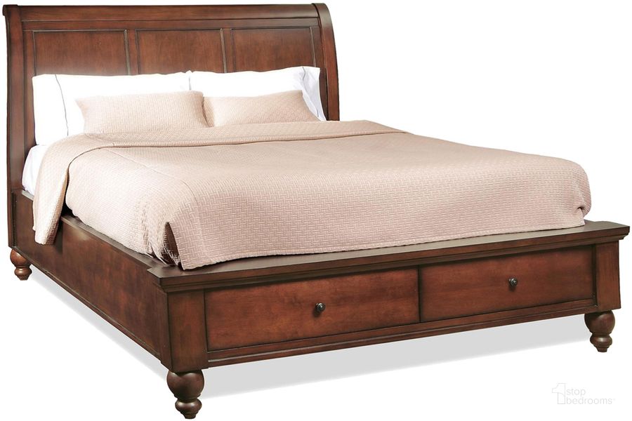 The appearance of Aspenhome Cambridge Queen Sleigh Storage Bed in Brown Cherry designed by Aspenhome in the modern / contemporary interior design. This brown cherry piece of furniture  was selected by 1StopBedrooms from Cambridge Collection to add a touch of cosiness and style into your home. Sku: ICB-400-BCH-KD-1;ICB-403D-BCH-1;ICB-402L-BCH-1. Bed Type: Storage Bed. Material: Wood. Product Type: Storage Bed. Bed Size: Queen. Image1