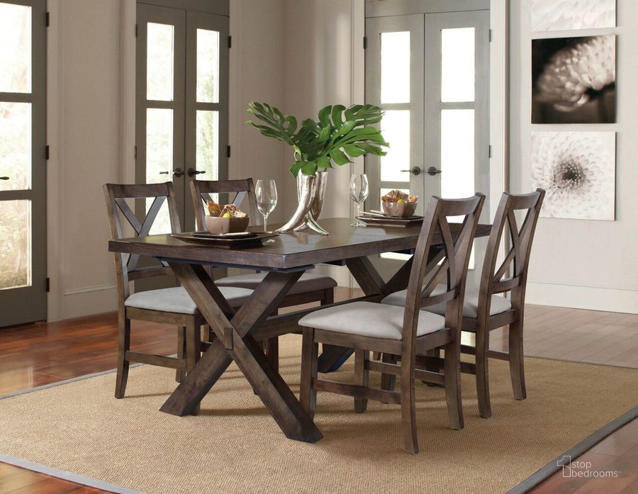 The appearance of Astoria 5-Piece Dining Set In Brown designed by Steve Silver in the rustic / southwestern interior design. This brown piece of furniture  was selected by 1StopBedrooms from Astoria Collection to add a touch of cosiness and style into your home. Sku: AST500T;AST500S;AST500S. Material: Wood. Product Type: Dining Room Set. Image1