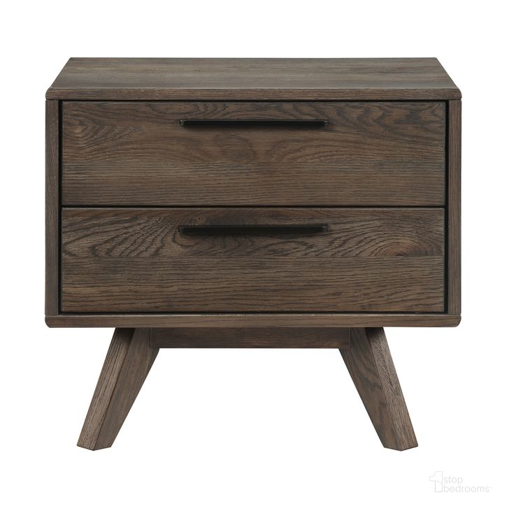 The appearance of Astoria Oak 2 Drawer Nightstand designed by Armen Living in the transitional interior design. This dark brown piece of furniture  was selected by 1StopBedrooms from Astoria Collection to add a touch of cosiness and style into your home. Sku: LCAHLADG. Material: Wood. Product Type: Nightstand. Image1