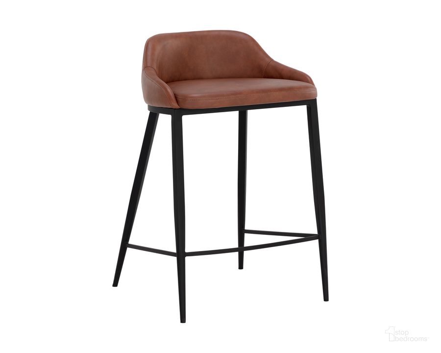 The appearance of Astra Counter Stool In Black and Cinnamon Brown designed by Sunpan in the modern / contemporary interior design. This black and brown piece of furniture  was selected by 1StopBedrooms from Astra Collection to add a touch of cosiness and style into your home. Sku: 111083. Material: Faux Leather. Product Type: Barstool. Image1