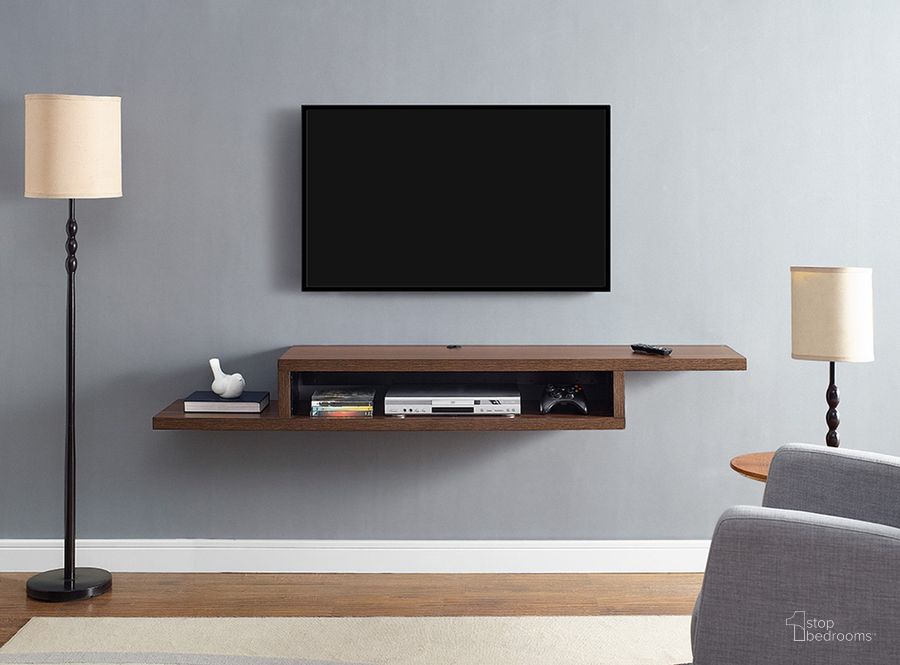 The appearance of Asymmetrical Wall Mounted 72 Inch TV Console Entertainment Center In Walnut designed by Martin Furniture in the modern / contemporary interior design. This brown piece of furniture  was selected by 1StopBedrooms from Wallmounts Collection to add a touch of cosiness and style into your home. Sku: IMAS370C. Product Type: TV Console. Material: Laminate.