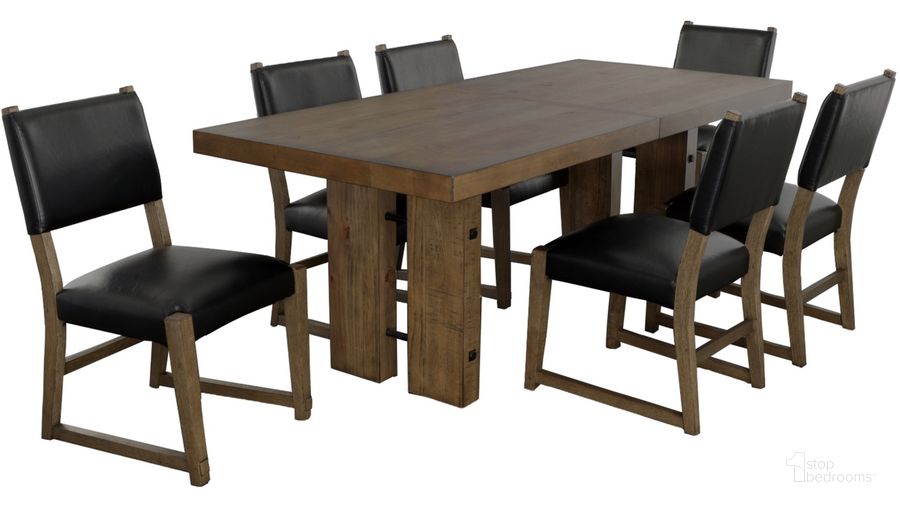The appearance of Atmore 7-Piece Dining Set In Brown designed by Steve Silver in the rustic / southwestern interior design. This brown piece of furniture  was selected by 1StopBedrooms from Atmore Collection to add a touch of cosiness and style into your home. Sku: ATM500TB;ATM500TT;ATM500S;ATM500S;ATM500S. Product Type: Dining Room Set. Material: Plywood. Image1