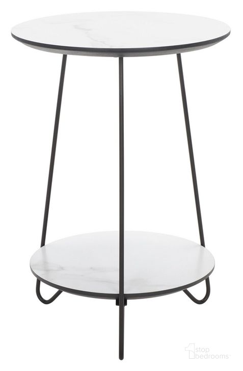 The appearance of Avaline Round Side Table in White and Black designed by Safavieh in the modern / contemporary interior design. This white/black piece of furniture  was selected by 1StopBedrooms from Avaline Collection to add a touch of cosiness and style into your home. Sku: ACC4210A. Material: Metal. Product Type: Side Table. Image1