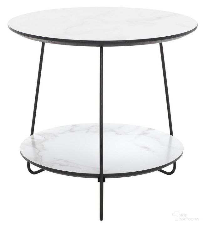 The appearance of Avani Round Side Table in White and Black designed by Safavieh in the modern / contemporary interior design. This white/black piece of furniture  was selected by 1StopBedrooms from Avani Collection to add a touch of cosiness and style into your home. Sku: ACC4209A. Material: Metal. Product Type: Side Table. Image1