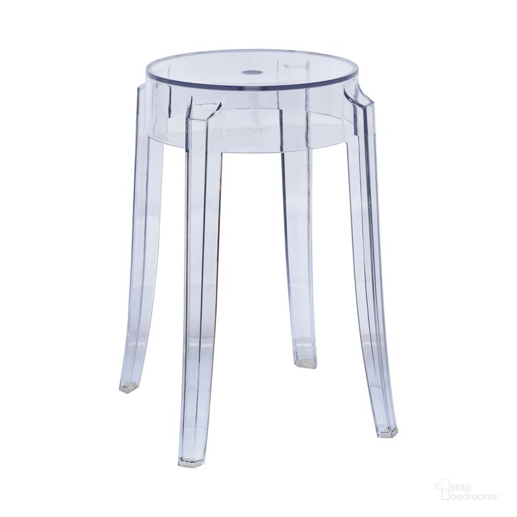The appearance of Averill Plastic Dining Stool In Clear designed by LeisureMod in the modern / contemporary interior design. This clear piece of furniture  was selected by 1StopBedrooms from Averill Collection to add a touch of cosiness and style into your home. Sku: AS18CL. Product Type: Stool. Material: Plastic. Image1