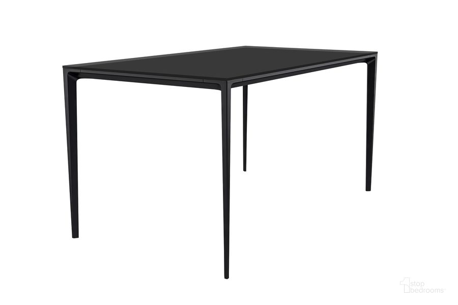 The appearance of Avo 71 Inch Dining Table In Black designed by LeisureMod in the modern / contemporary interior design. This black piece of furniture  was selected by 1StopBedrooms from Avo Collection to add a touch of cosiness and style into your home. Sku: ATBL-71BL-G. Table Base Style: Legs. Material: Aluminum. Product Type: Dining Table. Table Top Shape: Rectangular. Size: 71". Image1