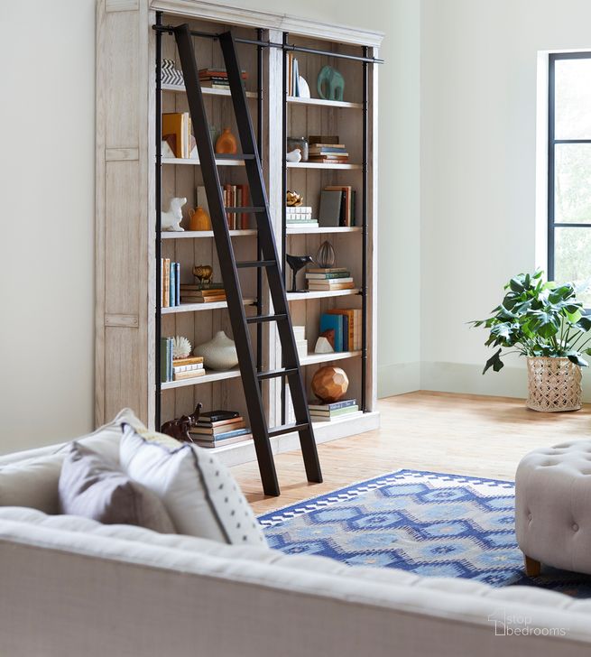 The appearance of Avondale 96 Inch Tall Wall Bookcase with Ladder In White designed by Martin Furniture in the country / farmhouse interior design. This white piece of furniture  was selected by 1StopBedrooms from Avondale Collection to add a touch of cosiness and style into your home. Sku: AE4094WKIT2PC. Material: Wood. Product Type: Bookcase. Image1