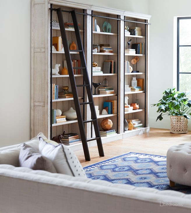 The appearance of Avondale 96 Inch Tall Wall Bookcase with Ladder In White designed by Martin Furniture in the country / farmhouse interior design. This white piece of furniture  was selected by 1StopBedrooms from Avondale Collection to add a touch of cosiness and style into your home. Sku: AE4094WKIT3PC. Material: Wood. Product Type: Bookcase. Image1