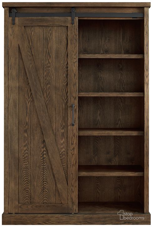 The appearance of Avondale Rustic Barn Door Office Bookcase In Brown designed by Martin Furniture in the country / farmhouse interior design. This brown piece of furniture  was selected by 1StopBedrooms from Avondale Collection to add a touch of cosiness and style into your home. Sku: AE4872. Material: Wood. Product Type: Bookcase. Image1