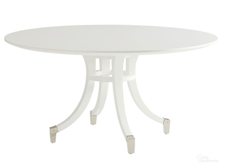 The appearance of Avondale White Alabaster Bloomfield Round Dining Table designed by Lexington in the traditional interior design. This white piece of furniture  was selected by 1StopBedrooms from Avondale Collection to add a touch of cosiness and style into your home. Sku: 01-0415-870C. Table Base Style: Pedestal. Table Top Shape: Round. Material: Wood. Product Type: Dining Table. Size: 54". Image1