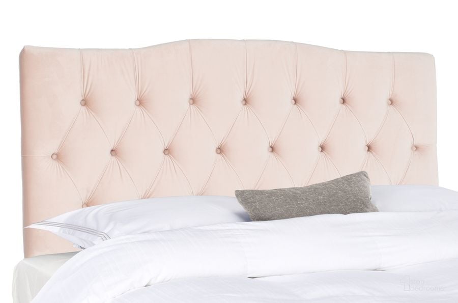 The appearance of Axel Blush Pink Linen Full Tufted Headboard designed by Safavieh in the transitional interior design. This blush pink piece of furniture  was selected by 1StopBedrooms from Axel Collection to add a touch of cosiness and style into your home. Sku: MCR4681L-F. Product Type: Headboard. Bed Size: Full. Image1