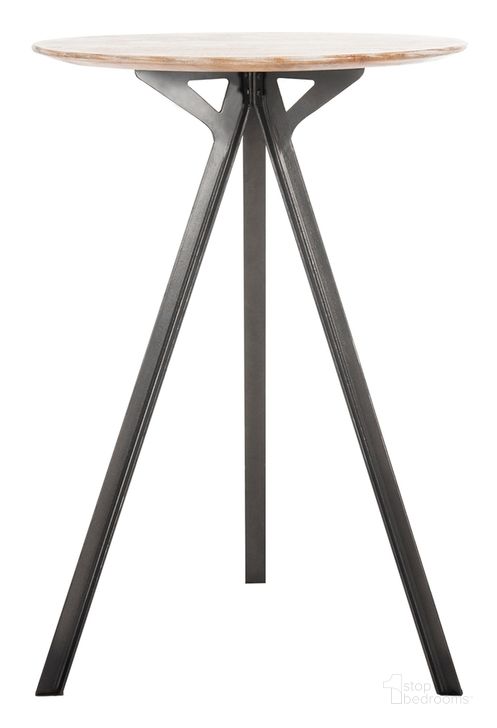 The appearance of Axel Tripod Pub Table designed by Safavieh in the modern / contemporary interior design. This gray wash piece of furniture  was selected by 1StopBedrooms from Axel Collection to add a touch of cosiness and style into your home. Sku: DTB3700A. Product Type: Pub Table. Material: Iron. Image1
