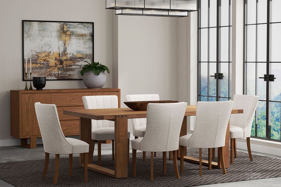 The appearance of Ayala Antique Cappuccino Dining Room Set designed by Alpine in the transitional interior design. This brown piece of furniture  was selected by 1StopBedrooms from Ayala Collection to add a touch of cosiness and style into your home. Sku: 3385-01;3385-02. Material: Wood. Product Type: Dining Room Set. Image1