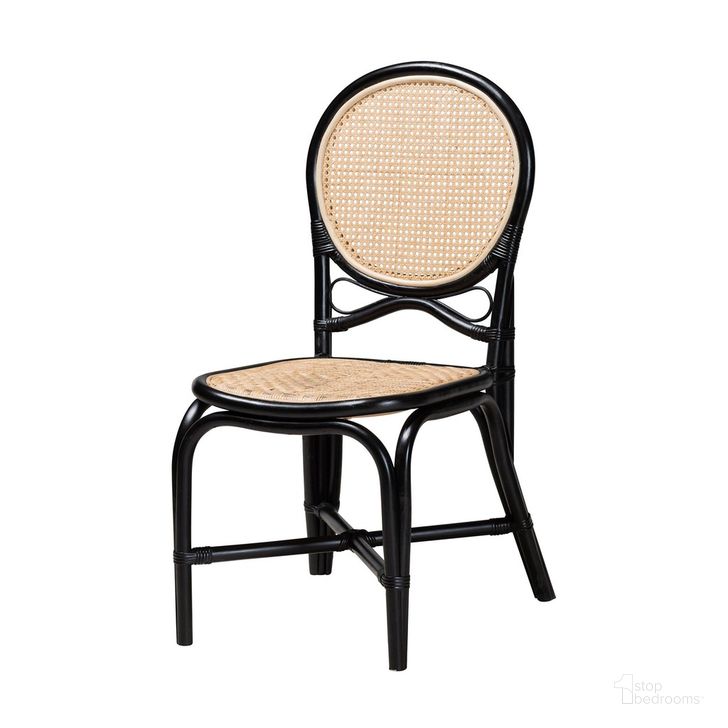 The appearance of Ayana Two Tone Rattan Dining Chair In Natural Brown and Black designed by Baxton Studio in the transitional interior design. This black and brown piece of furniture  was selected by 1StopBedrooms from Ayana Collection to add a touch of cosiness and style into your home. Sku: Ayana-Rattan-DC. Material: Natural Rattan. Product Type: Dining Chair. Image1
