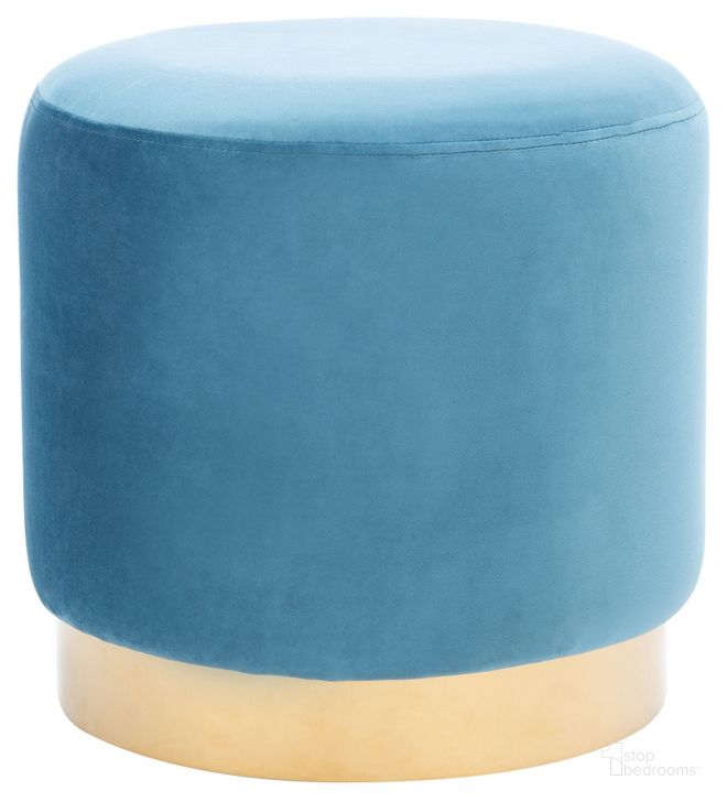 The appearance of Azai Round Ottoman in Sky Blue designed by Safavieh in the modern / contemporary interior design. This sky blue piece of furniture  was selected by 1StopBedrooms from Azai Collection to add a touch of cosiness and style into your home. Sku: OTT7501C. Material: Steel. Product Type: Ottoman. Image1
