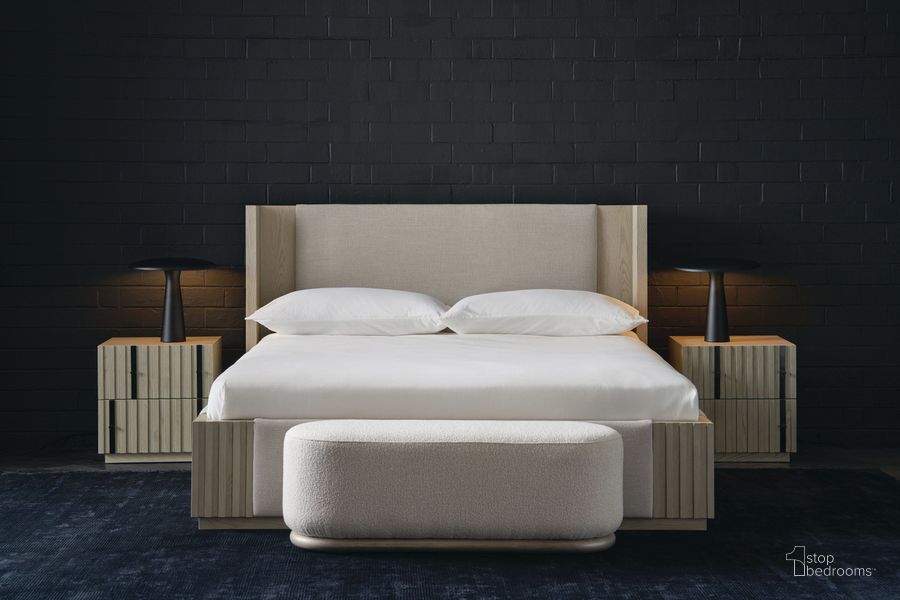 The appearance of Azure Upholstered Panel Bedroom Set In Fossil designed by Caracole in the modern / contemporary interior design. This fossil piece of furniture  was selected by 1StopBedrooms from Kelly Hoppen Collection to add a touch of cosiness and style into your home. Sku: KHC-022-102F;KHC-022-102H;KHC-022-102R;KHC-022-062. Material: Wood. Product Type: Bedroom Set. Bed Size: Queen. Image1