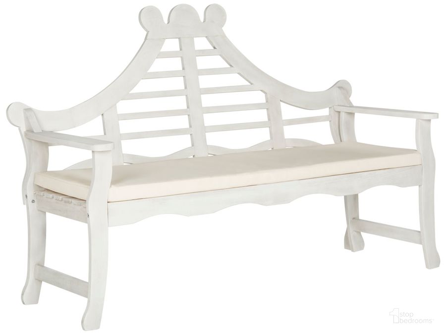The appearance of Azusa Antique White Bench designed by Safavieh in the traditional interior design. This antique white piece of furniture  was selected by 1StopBedrooms from Azusa Collection to add a touch of cosiness and style into your home. Sku: PAT6741C. Material: Steel. Product Type: Bench. Image1