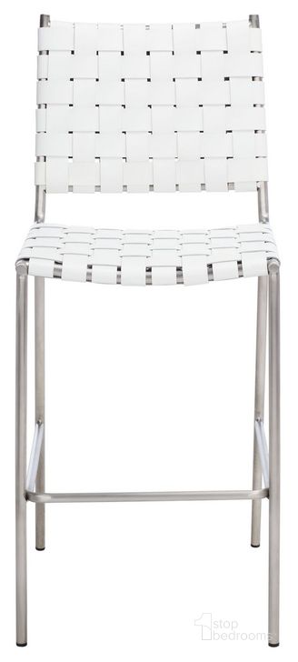 The appearance of Bahari Woven Counter Stool in White and Silver designed by Safavieh in the modern / contemporary interior design. This white and silver piece of furniture  was selected by 1StopBedrooms from Bahari Collection to add a touch of cosiness and style into your home. Sku: BST3010C. Material: Metal. Product Type: Barstool. Image1