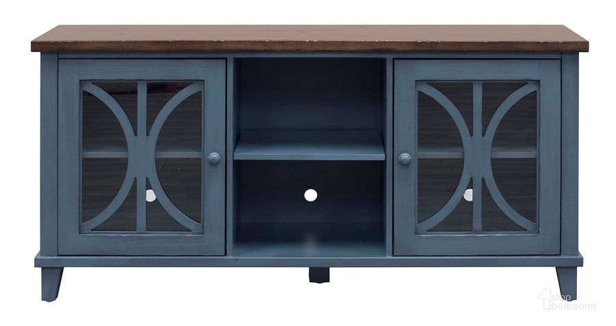 The appearance of Bailey 60 Inch Entertainment Stand TV Console In Rich Denim Blue designed by Martin Furniture in the country / farmhouse interior design. This blue piece of furniture  was selected by 1StopBedrooms from Bailey Collection to add a touch of cosiness and style into your home. Sku: BA360B. Material: Wood. Product Type: TV Console. Image1