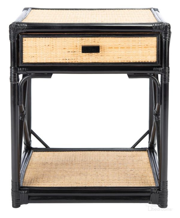 The appearance of Bali 1 Drawer 1 Shelf Nightstand in Black and Natural designed by Safavieh in the modern / contemporary interior design. This black and natural piece of furniture  was selected by 1StopBedrooms from Bali Collection to add a touch of cosiness and style into your home. Sku: NST4001C. Material: Wood. Product Type: Nightstand. Image1