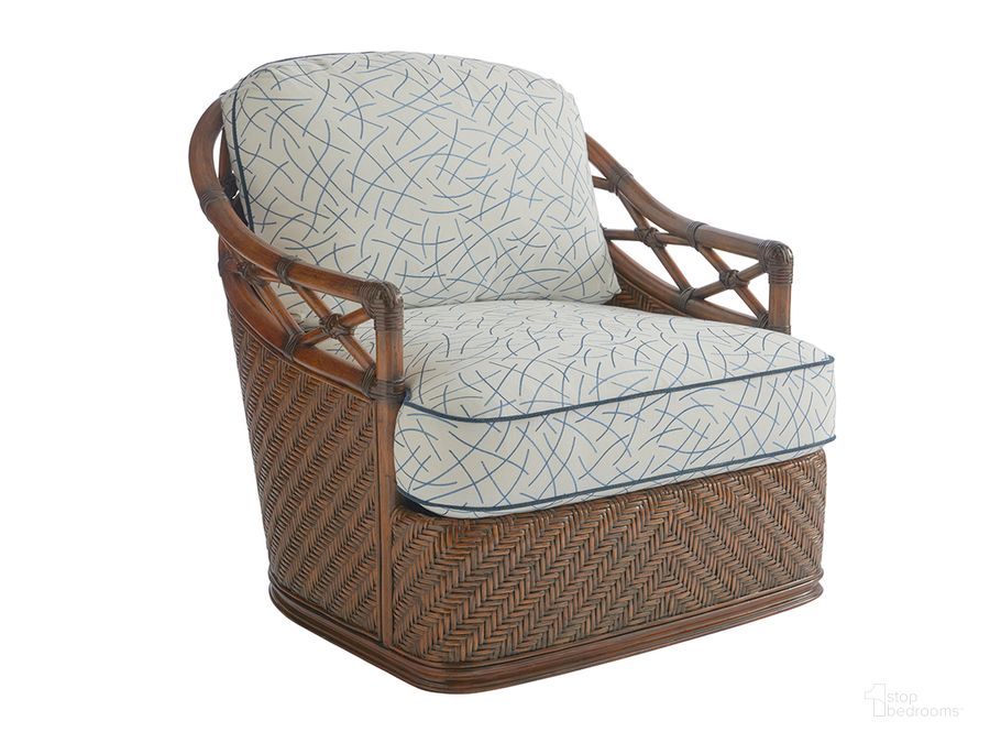 The appearance of Bali Hai Diamond Cove Swivel Chair designed by Tommy Bahama in the coastal interior design. This  piece of furniture  was selected by 1StopBedrooms from Bali Hai Collection to add a touch of cosiness and style into your home. Sku: 01-1685-11SW-41. Product Type: Swivel Chair. Material: Rattan. Image1