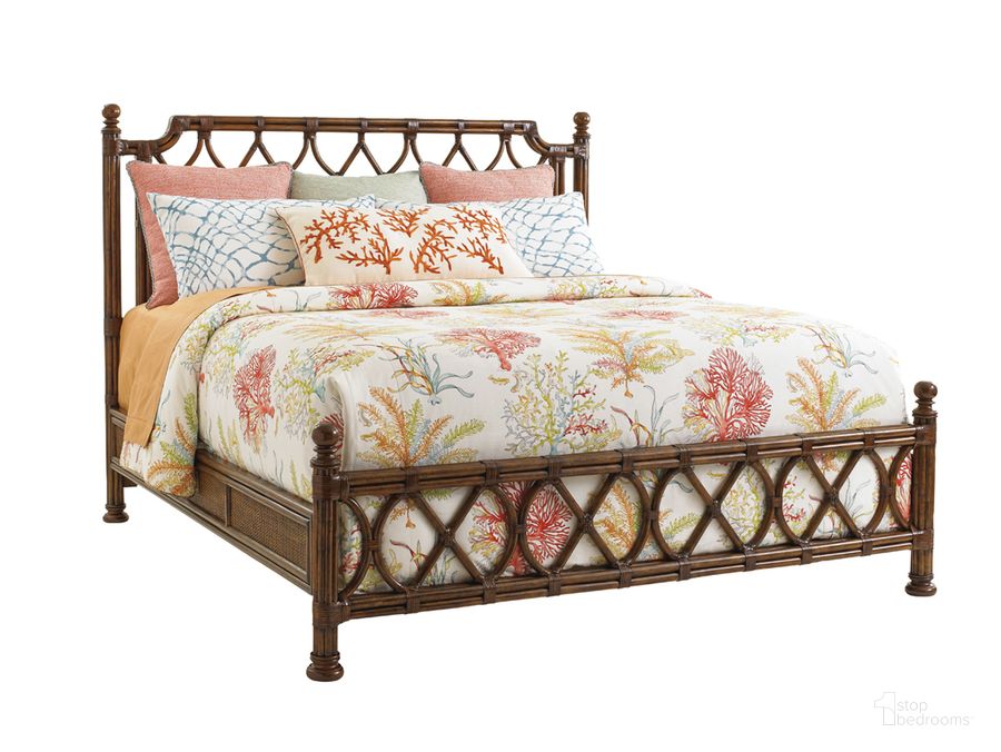 The appearance of Bali Hai Island Breeze Cal. King Panel Bed designed by Tommy Bahama in the transitional interior design. This brown piece of furniture  was selected by 1StopBedrooms from Bali Hai Collection to add a touch of cosiness and style into your home. Sku: 01-0593-135C. Bed Type: Panel Bed. Product Type: Panel Bed. Bed Size: California King. Material: Rattan. Image1