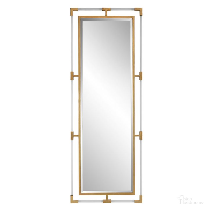 The appearance of Balkan Tall Mirror In Gold designed by Uttermost in the  interior design. This gold piece of furniture  was selected by 1StopBedrooms from Balkan Collection to add a touch of cosiness and style into your home. Sku: 09926. Material: MDF. Product Type: Accent Mirror. Image1