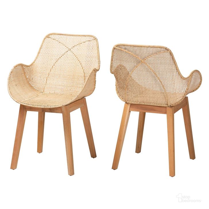 The appearance of Ballerina Mahogany Wood and Rattan Dining Chair Set of 2 In Natural Brown designed by Baxton Studio in the  interior design. This natural brown piece of furniture  was selected by 1StopBedrooms from Ballerina Collection to add a touch of cosiness and style into your home. Sku: Balerina3-Natural Rattan-DC. Material: Natural Rattan. Product Type: Dining Chair. Image1
